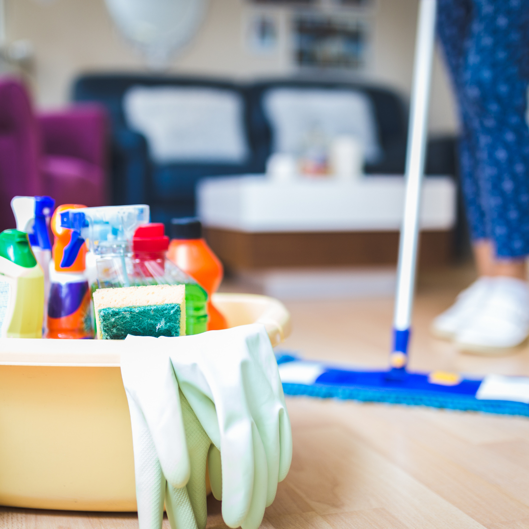 Cleaning the living room